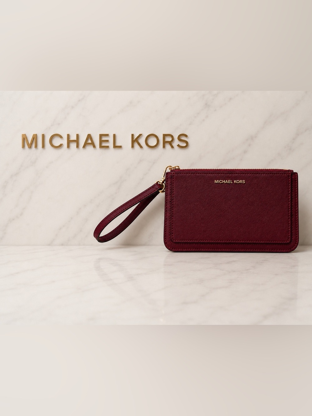 Michael Kors Jet Set Travel Wristlet Wallet Cherry Red burgundy